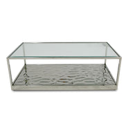 Braxton - Contemporary Clear Wave Glass Coffee Table