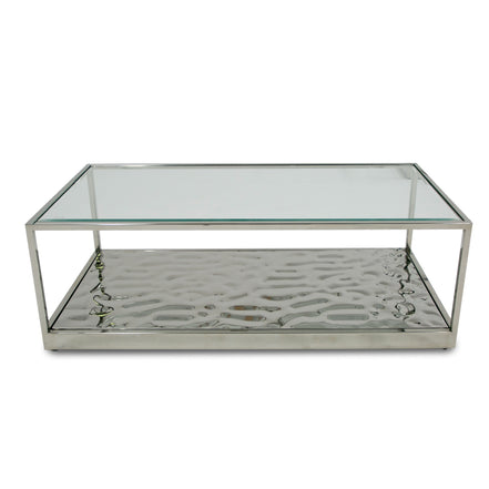 Braxton - Contemporary Clear Wave Glass Coffee Table