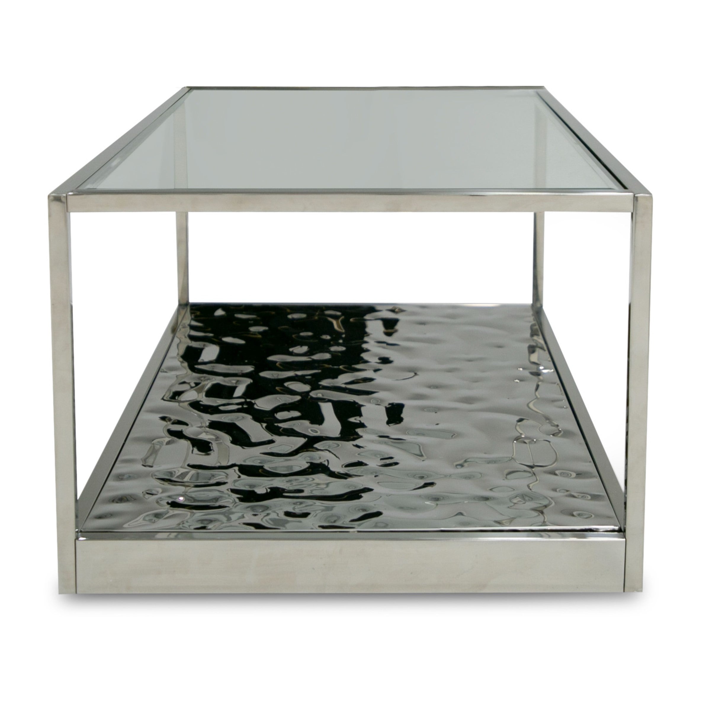 Braxton - Contemporary Clear Wave Glass Coffee Table - image 4