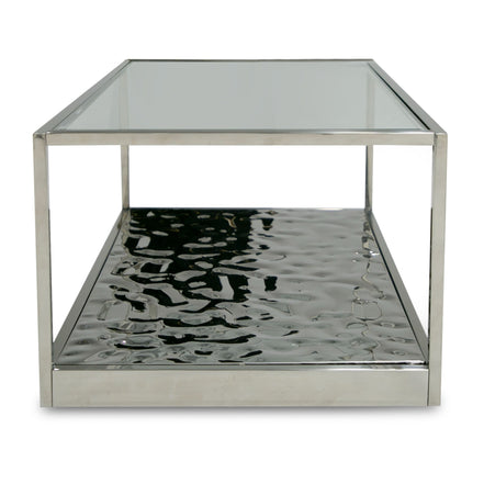 Braxton - Contemporary Clear Wave Glass Coffee Table - image 4