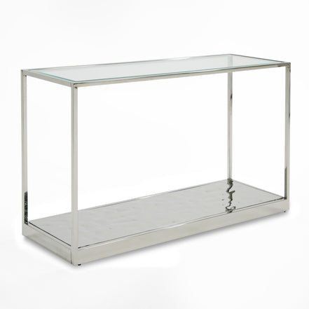 Braxton - Contemporary Clear Wave Glass Console Table - image 3