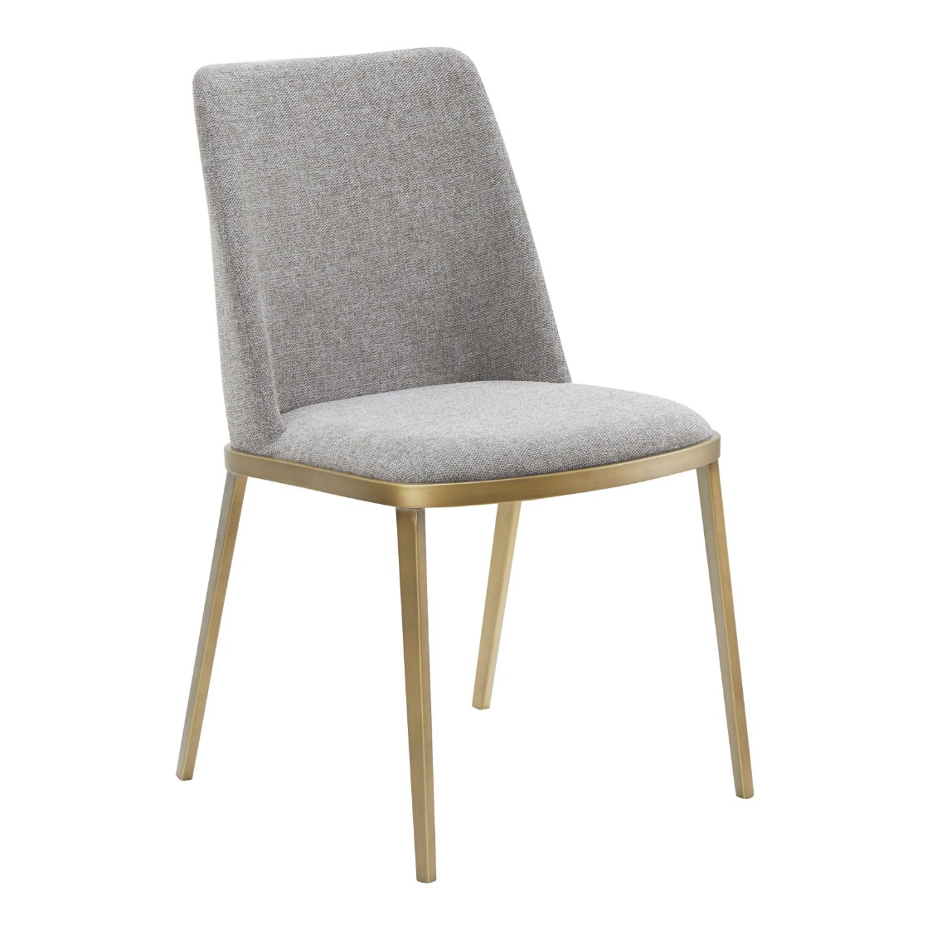 Brent- Contemporary Light Grey Fabric + Brass Dining Chair Set of 2 - image 5