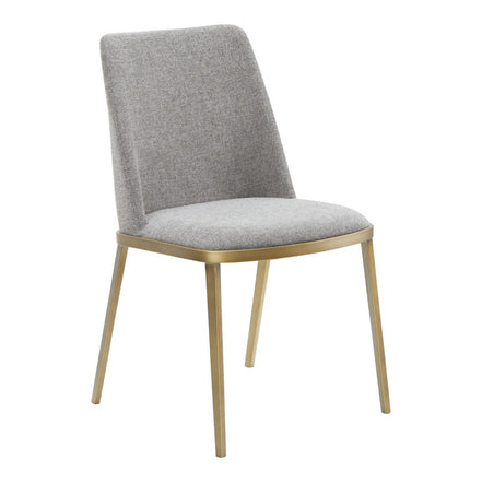 Brent- Contemporary Light Grey Fabric + Brass Dining Chair Set of 2 - image 5