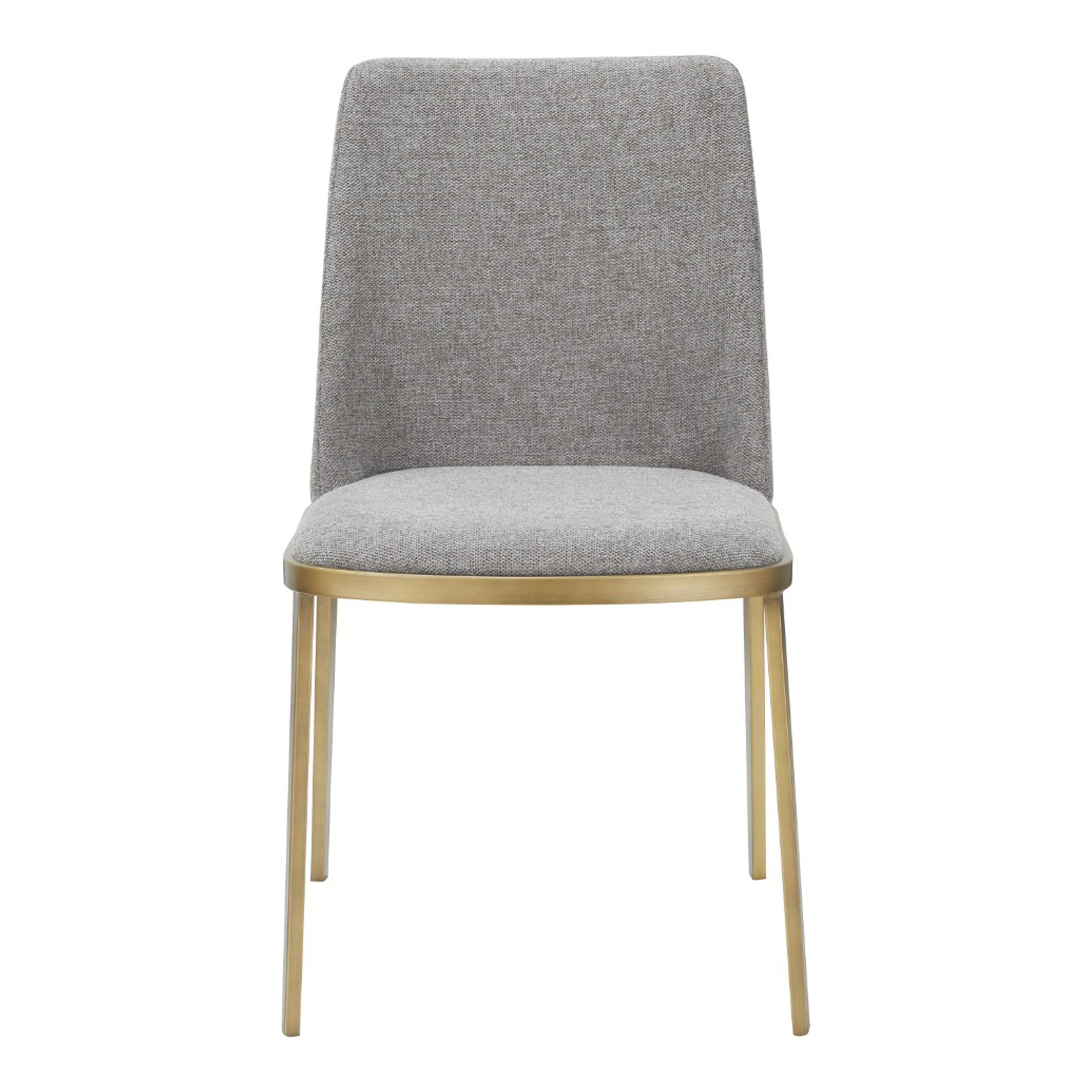 Brent- Contemporary Light Grey Fabric + Brass Dining Chair Set of 2 - image 4