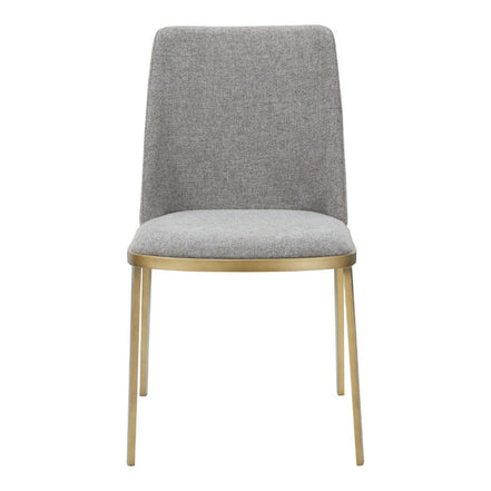 Brent- Contemporary Light Grey Fabric + Brass Dining Chair Set of 2 - image 4