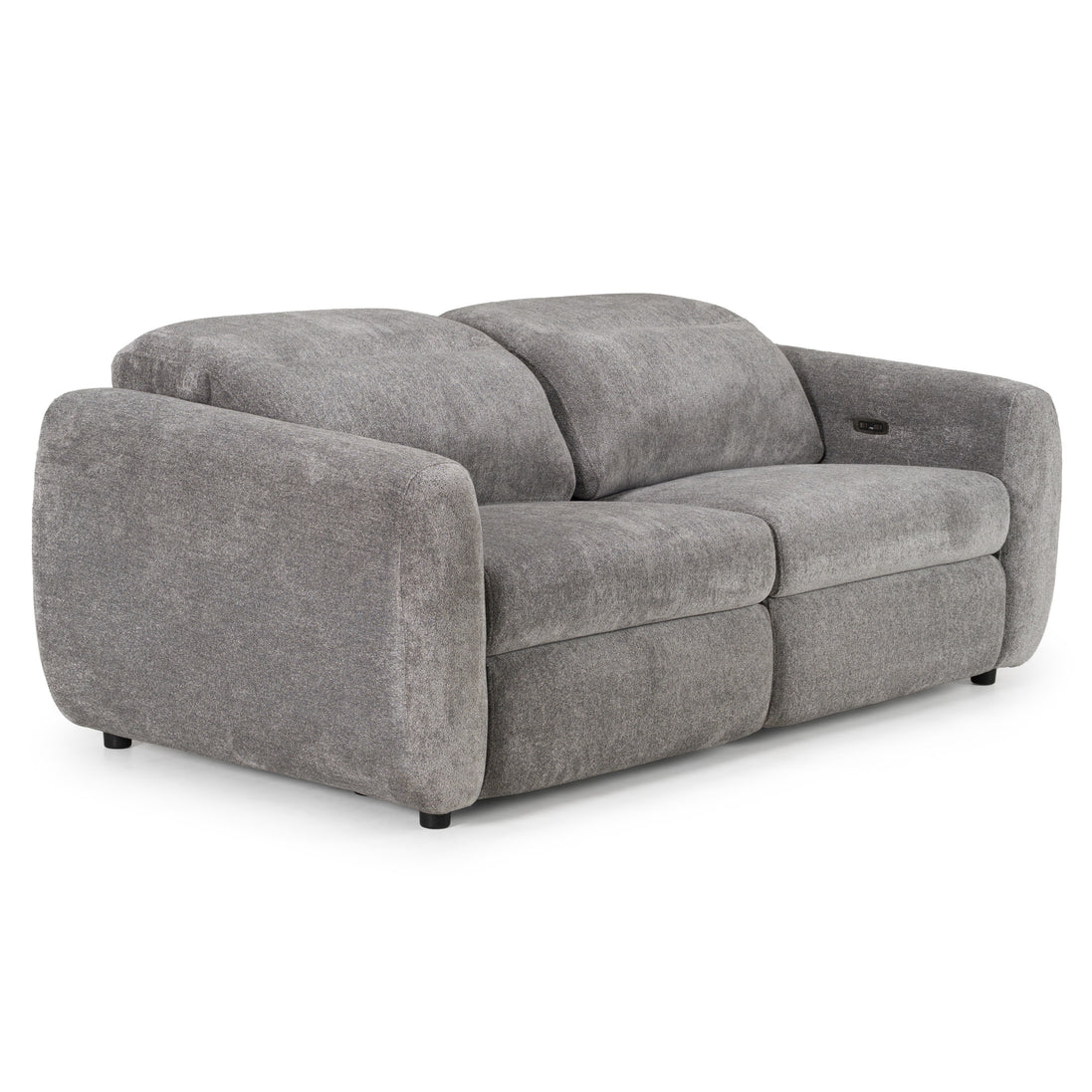 Brevig - Modern Grey Fabric Sofa w/ 2 Recliners