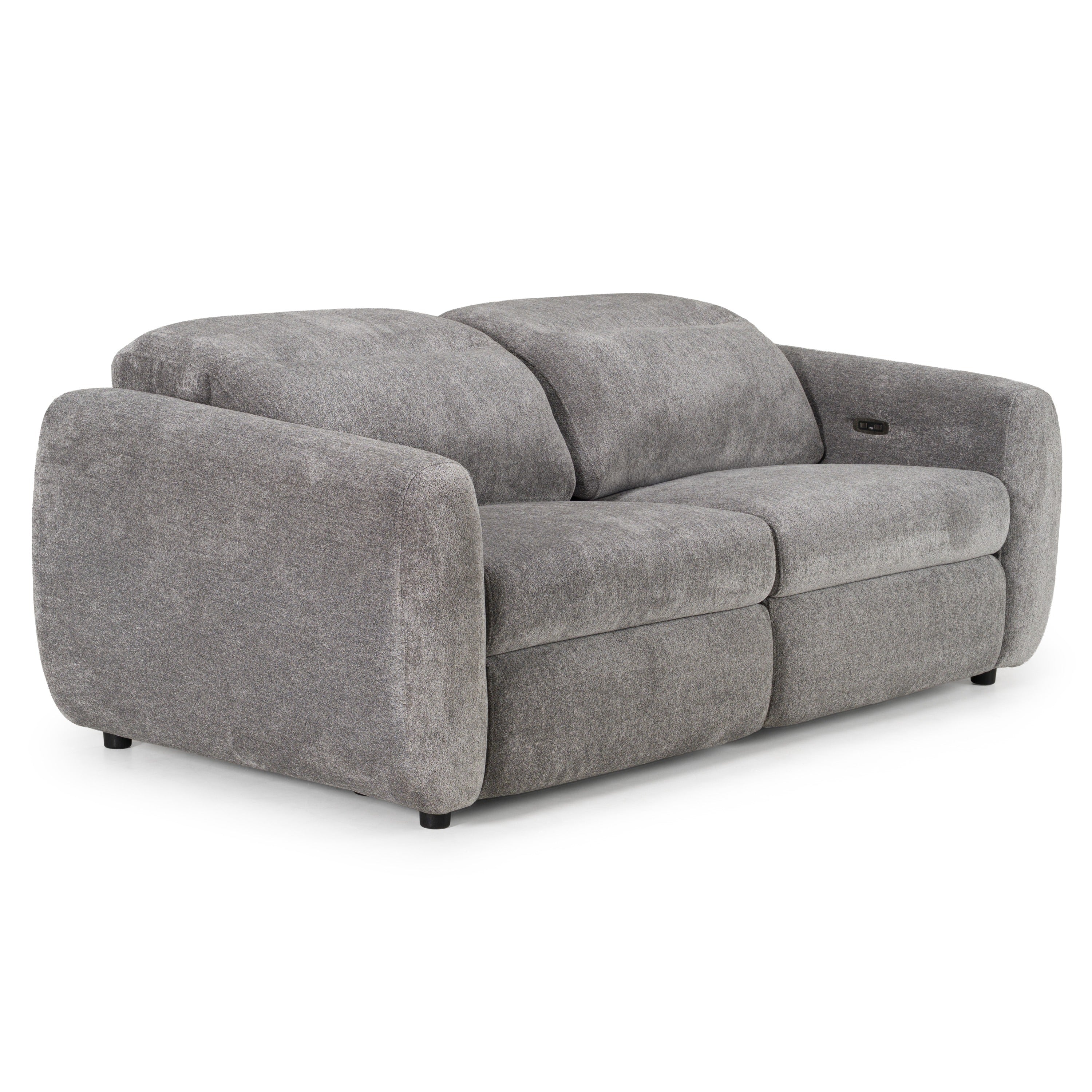 Brevig - Modern Grey Fabric Sofa w/ 2 Recliners