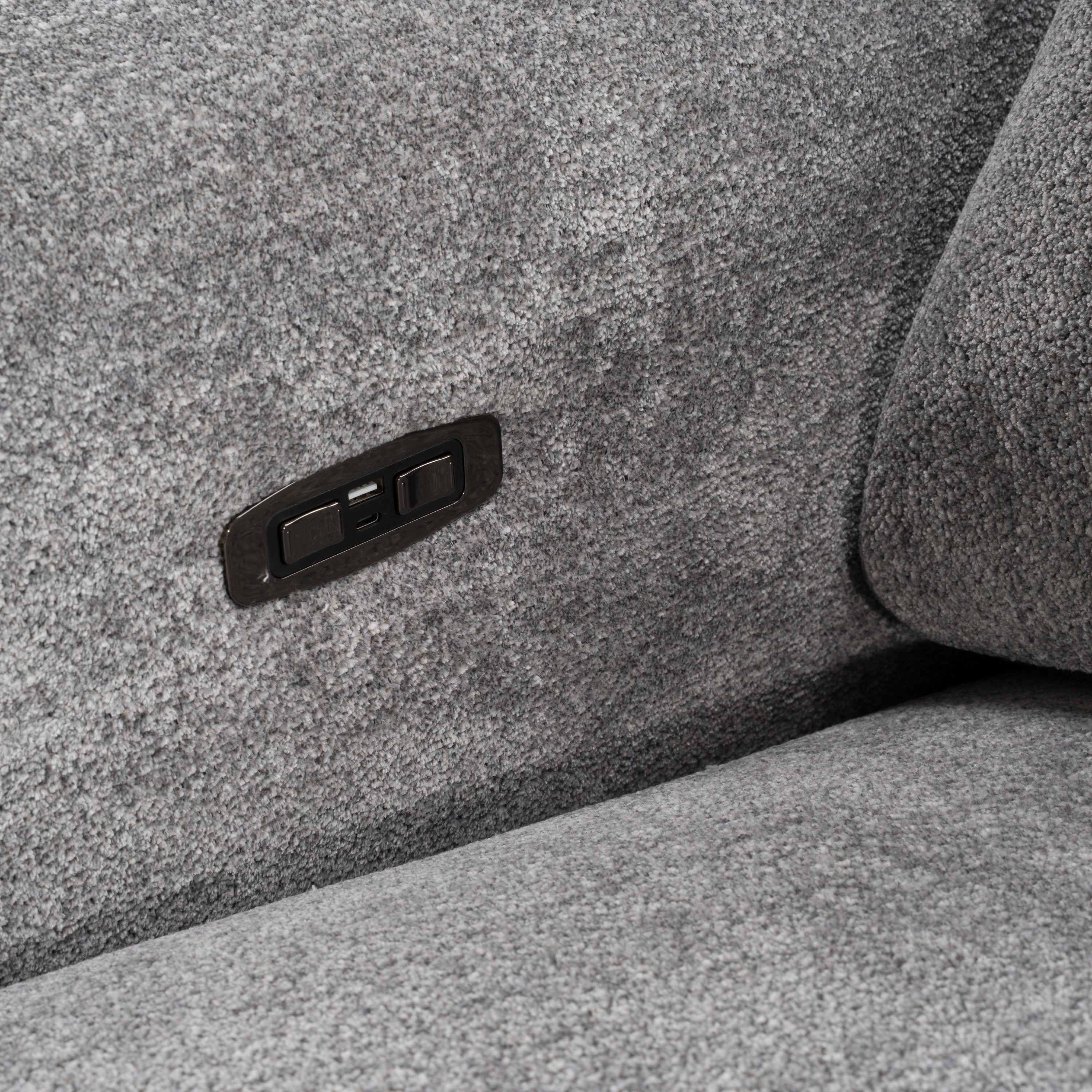 Brevig - Modern Grey Fabric Sofa w/ 2 Recliners - image 5