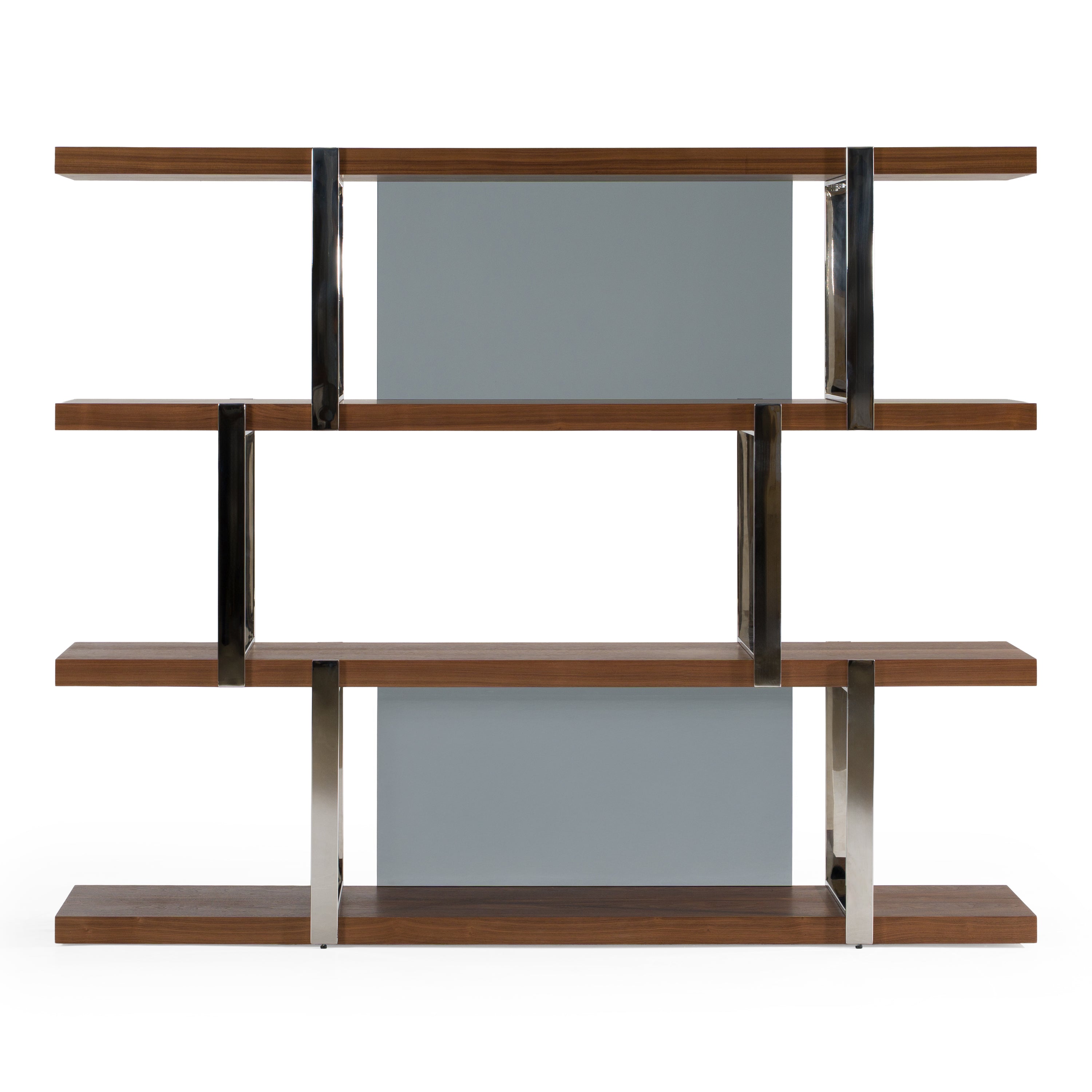 Brewer - Modern Walnut Glass & Stainless Steel Bookshelf - image 3