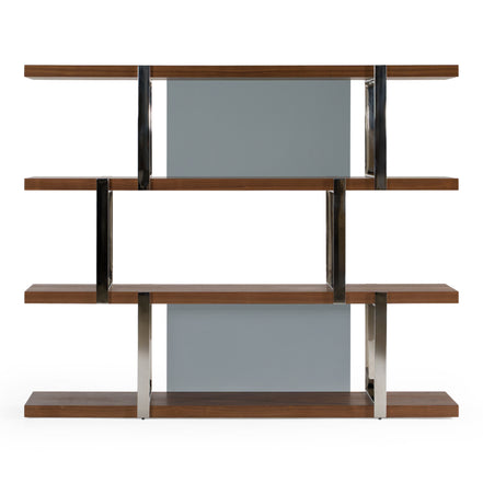 Brewer - Modern Walnut Glass & Stainless Steel Bookshelf - image 3