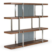 Brewer - Modern Walnut Glass & Stainless Steel Bookshelf - image 4