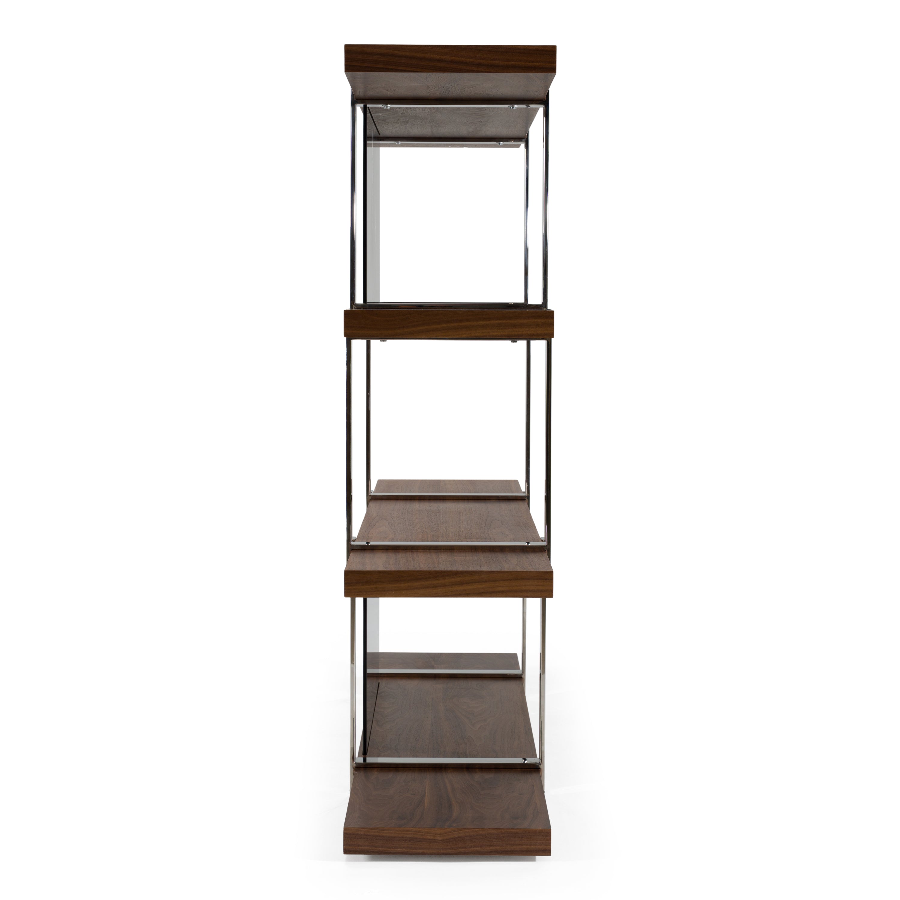 Brewer - Modern Walnut Glass & Stainless Steel Bookshelf - image 5
