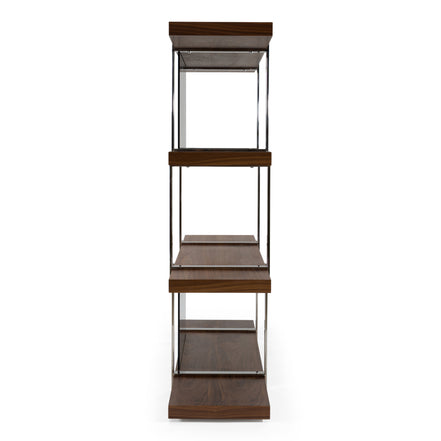 Brewer - Modern Walnut Glass & Stainless Steel Bookshelf - image 5