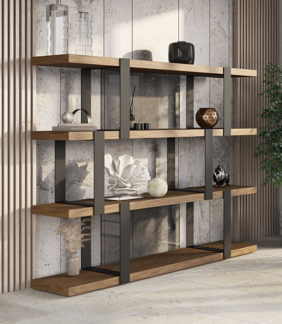 Brewer - Modern Walnut & Black Bookshelf