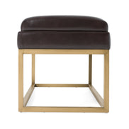Bridger - Modern Brown Vegan Leather + Brass Dining Bench - image 2