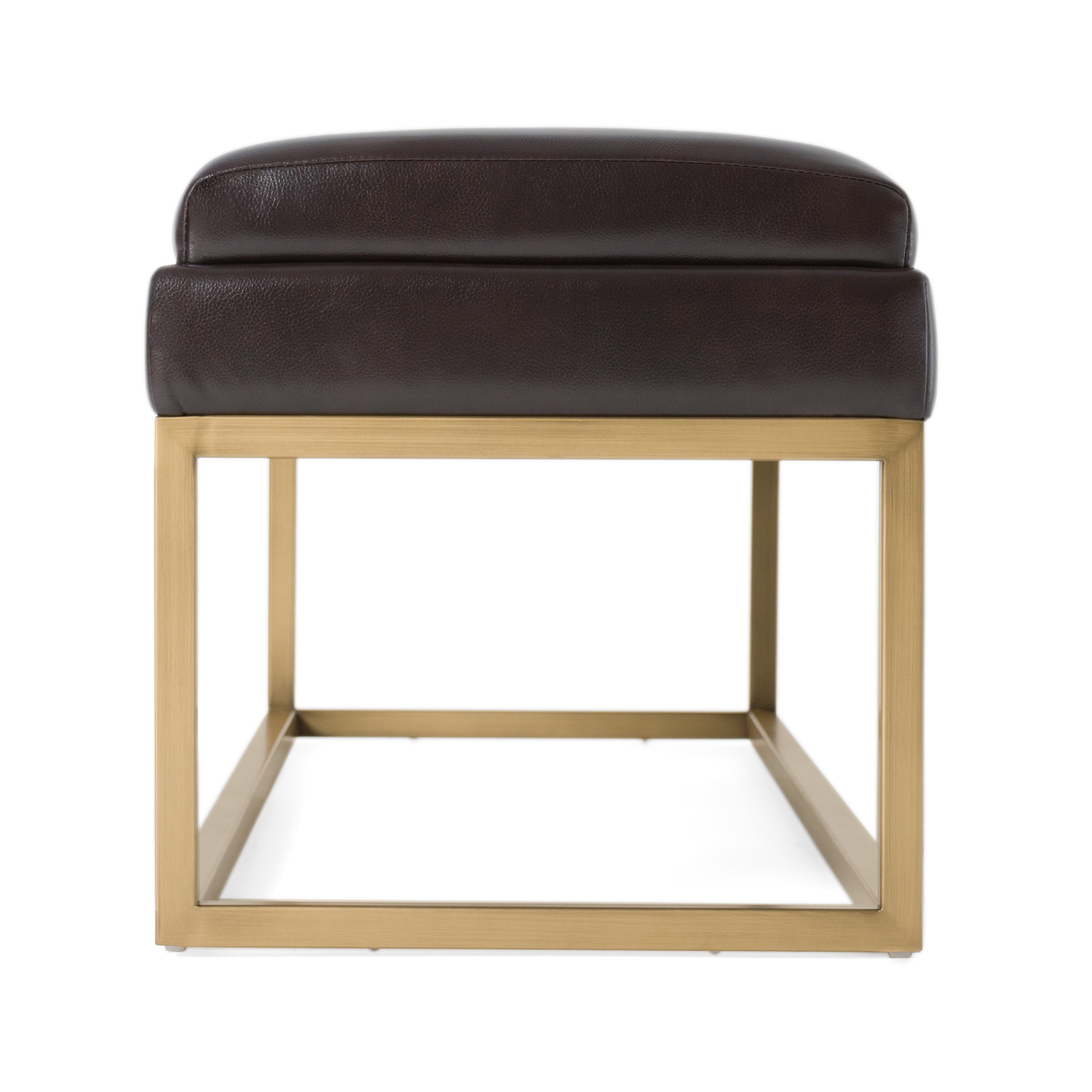 Bridger - Modern Brown Vegan Leather + Brass Dining Bench - image 2