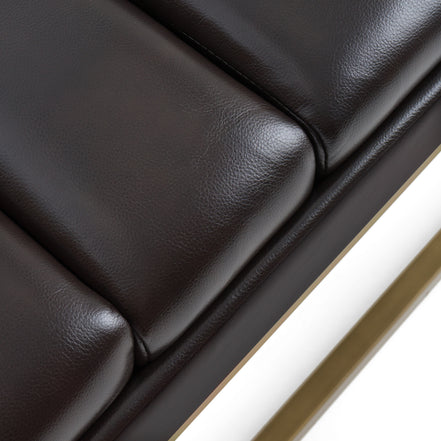 Bridger - Modern Brown Vegan Leather + Brass Dining Bench - image 4