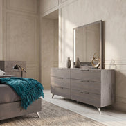 Bronx Italian Modern Faux Concrete & Grey Dresser & Mirror Set - image 3