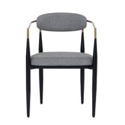 Buchtel - Mid-Century Modern Medium Grey + Gold Arm + Black Dining Chair
