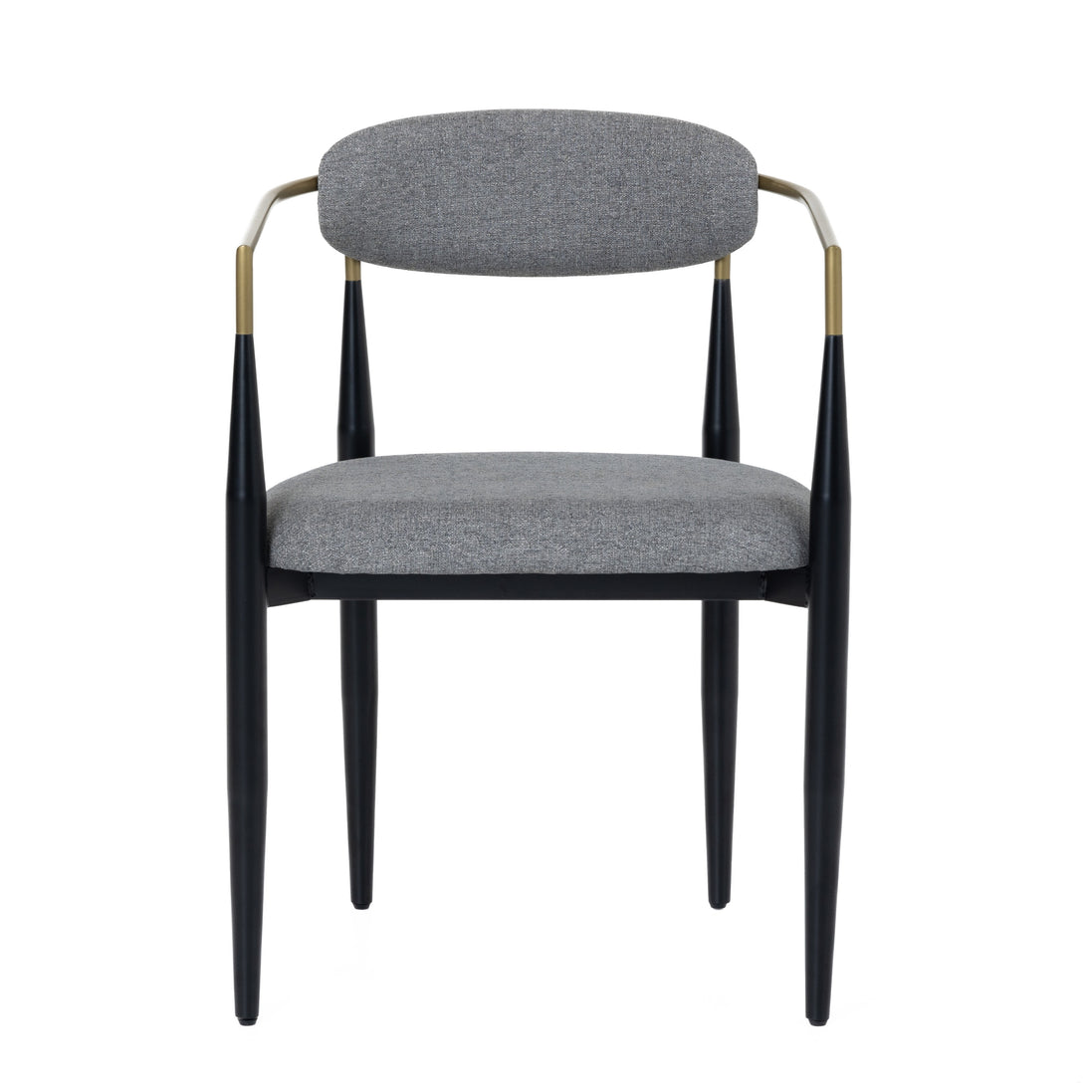 Buchtel - Mid-Century Modern Medium Grey + Gold Arm + Black Dining Chair