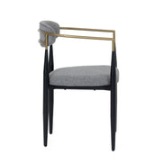 Buchtel - Mid-Century Modern Medium Grey + Gold Arm + Black Dining Chair - image 2