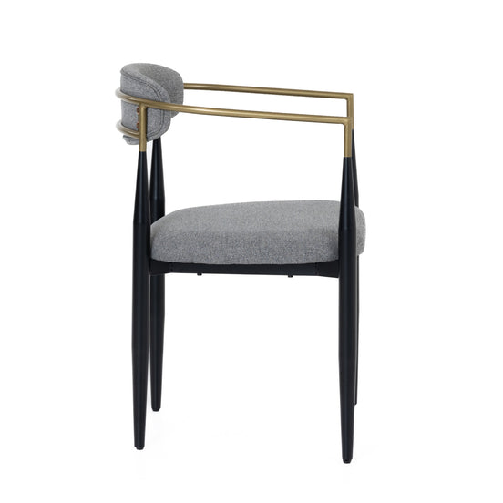Buchtel - Mid-Century Modern Medium Grey + Gold Arm + Black Dining Chair - image 2