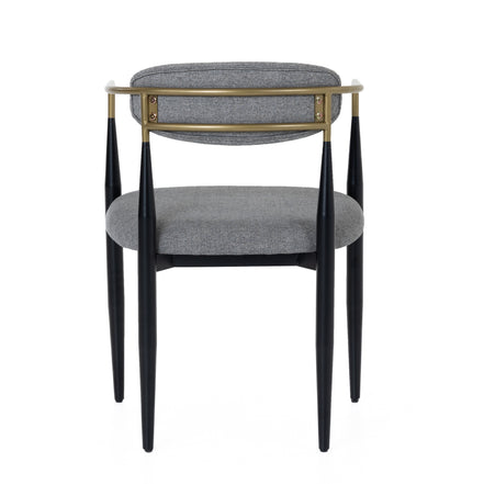 Buchtel - Mid-Century Modern Medium Grey + Gold Arm + Black Dining Chair - image 3