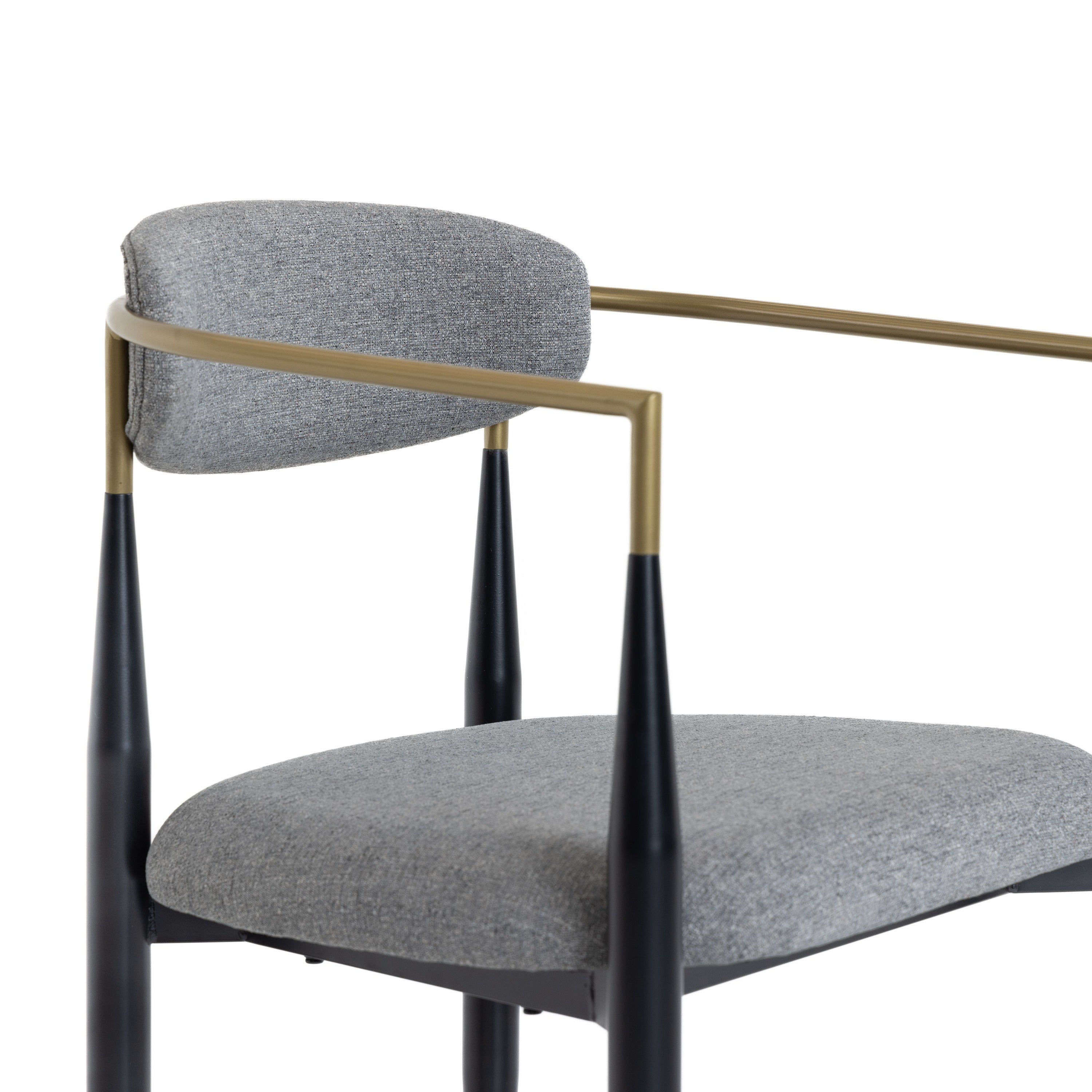 Buchtel - Mid-Century Modern Medium Grey + Gold Arm + Black Dining Chair - image 4