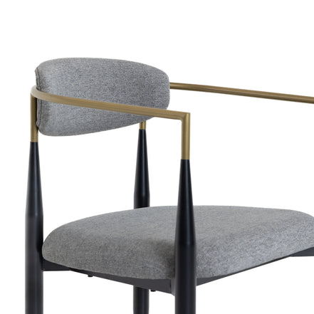 Buchtel - Mid-Century Modern Medium Grey + Gold Arm + Black Dining Chair - image 4