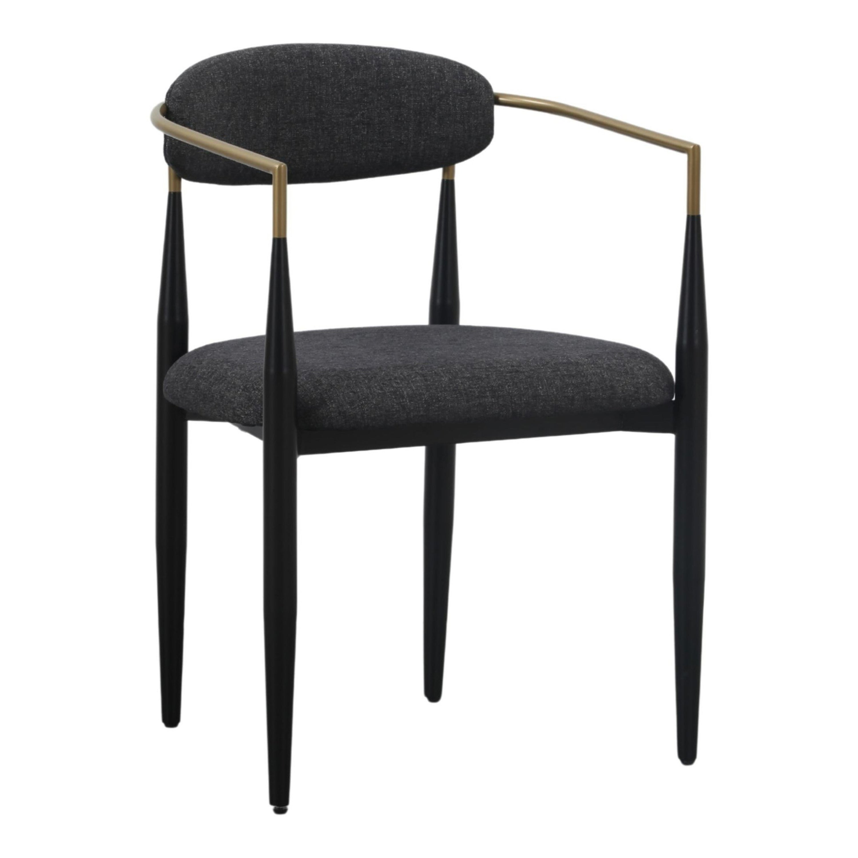 Buchtel - Mid-Century Modern Dark Grey + Gold Arm + Black Dining Chair - image 5