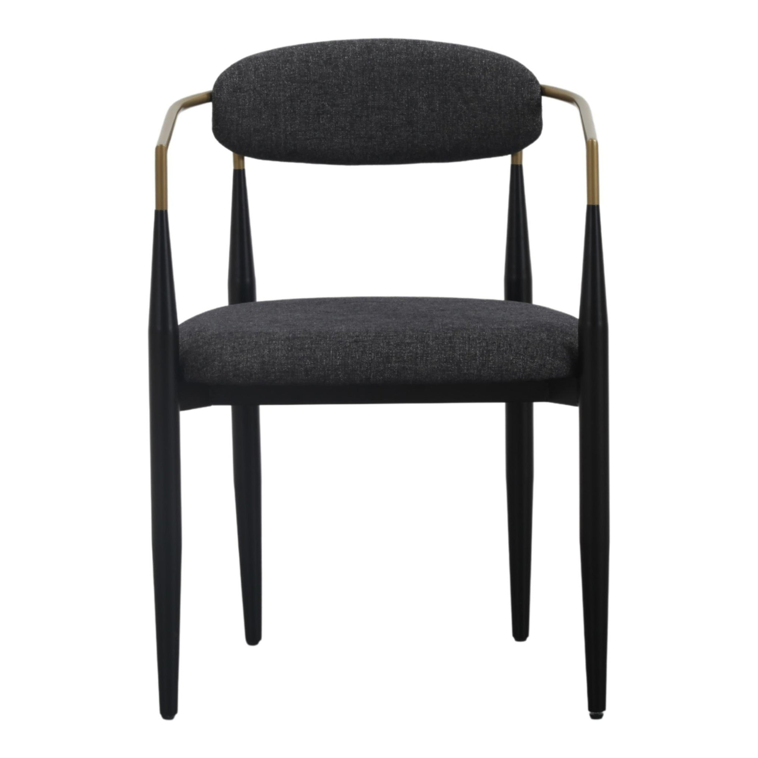 Buchtel - Mid-Century Modern Dark Grey + Gold Arm + Black Dining Chair - image 4