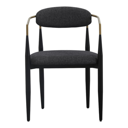 Buchtel - Mid-Century Modern Dark Grey + Gold Arm + Black Dining Chair - image 4