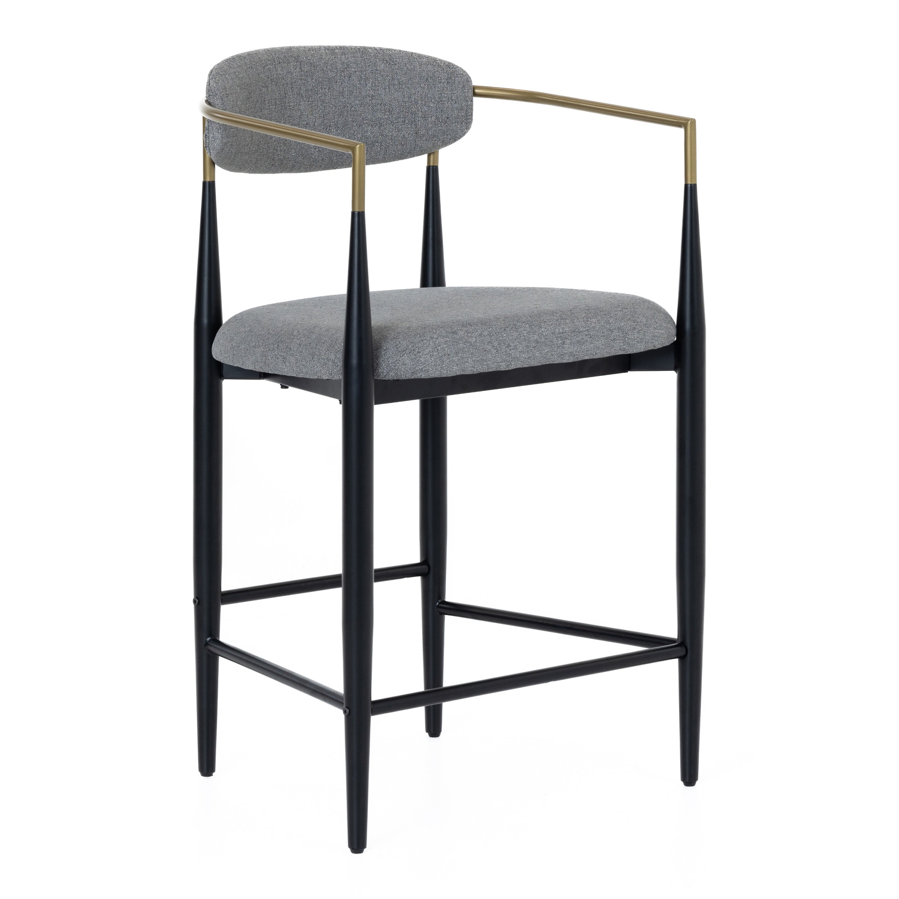 Buchtel - Mid-Century Modern Medium Grey + Gold Arm + Black Counter Chair - image 5