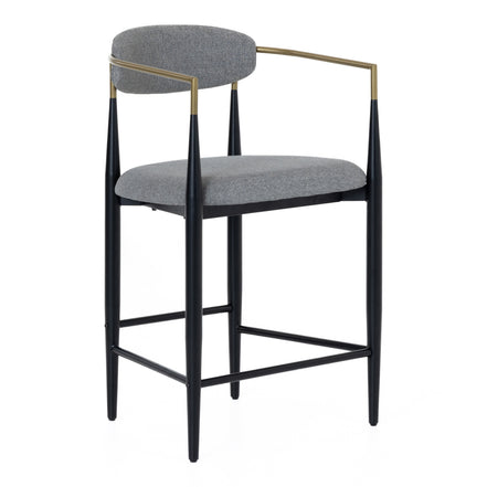 Buchtel - Mid-Century Modern Medium Grey + Gold Arm + Black Counter Chair - image 5