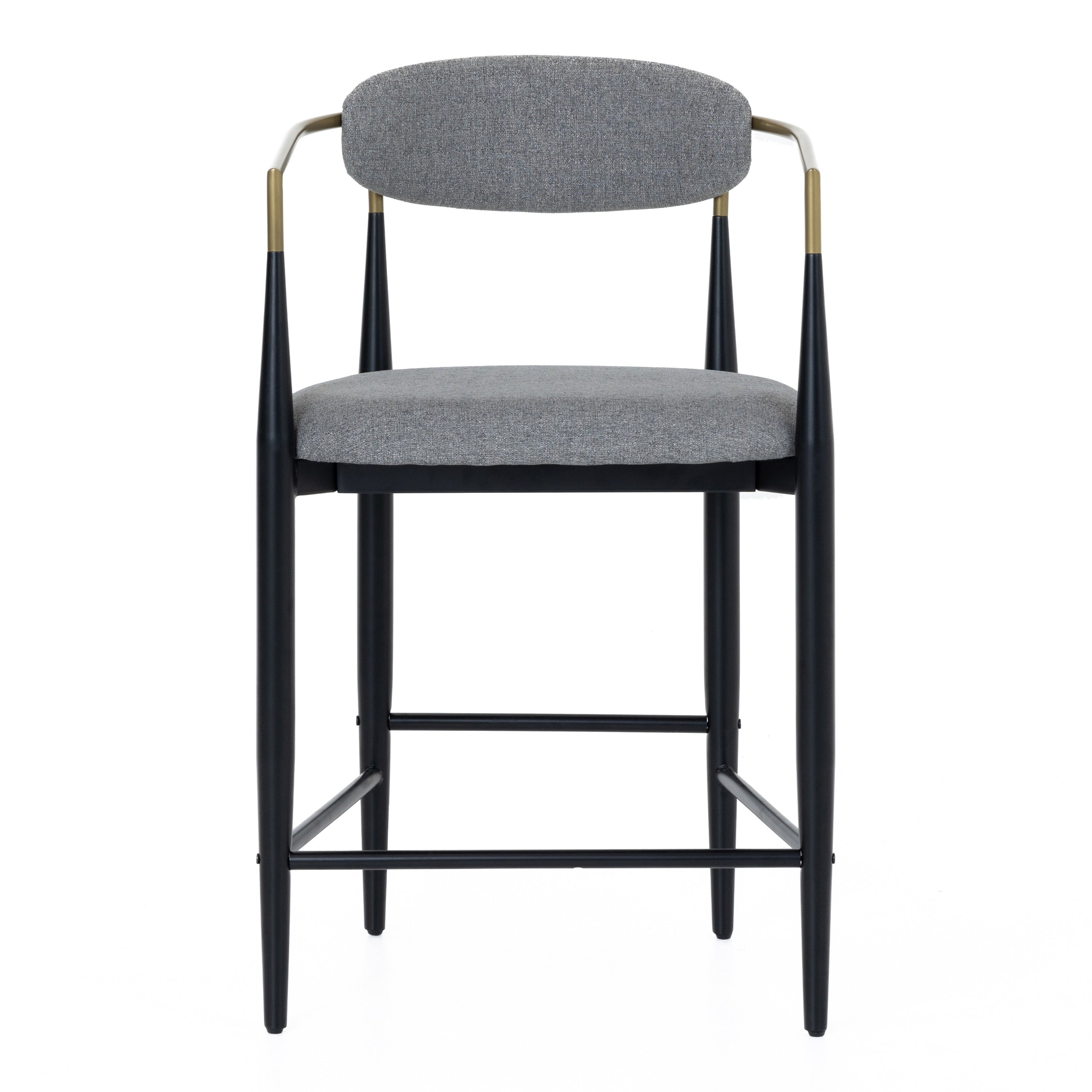 Buchtel - Mid-Century Modern Medium Grey + Gold Arm + Black Counter Chair - image 4