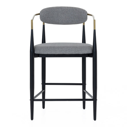 Buchtel - Mid-Century Modern Medium Grey + Gold Arm + Black Counter Chair - image 4