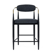 Buchtel - Mid-Century Modern Dark Grey + Gold Arm + Black Counter Chair