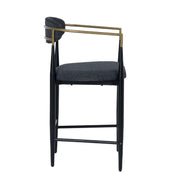 Buchtel - Mid-Century Modern Dark Grey + Gold Arm + Black Counter Chair - image 2