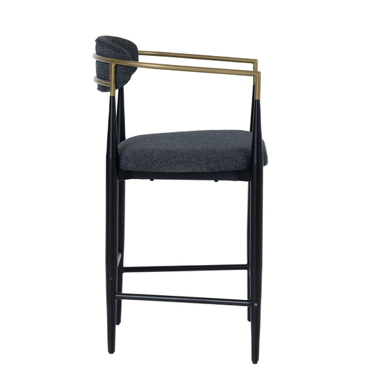 Buchtel - Mid-Century Modern Dark Grey + Gold Arm + Black Counter Chair - image 2