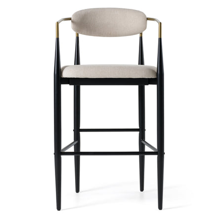 Buchtel - Mid-Century Modern Beige + Gold Arm + Black Bar Chair