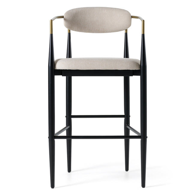 Buchtel - Mid-Century Modern Beige + Gold Arm + Black Bar Chair