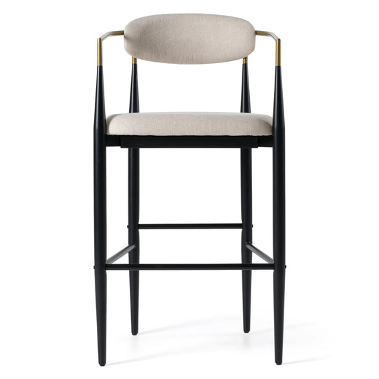 Buchtel - Mid-Century Modern Beige + Gold Arm + Black Bar Chair