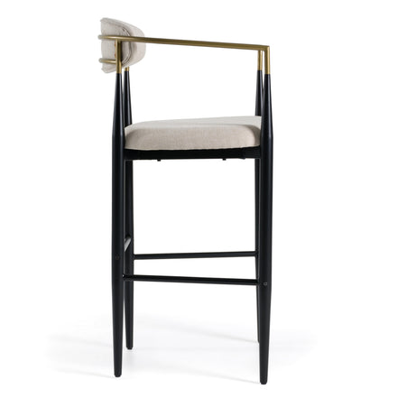 Buchtel - Mid-Century Modern Beige + Gold Arm + Black Bar Chair - image 2