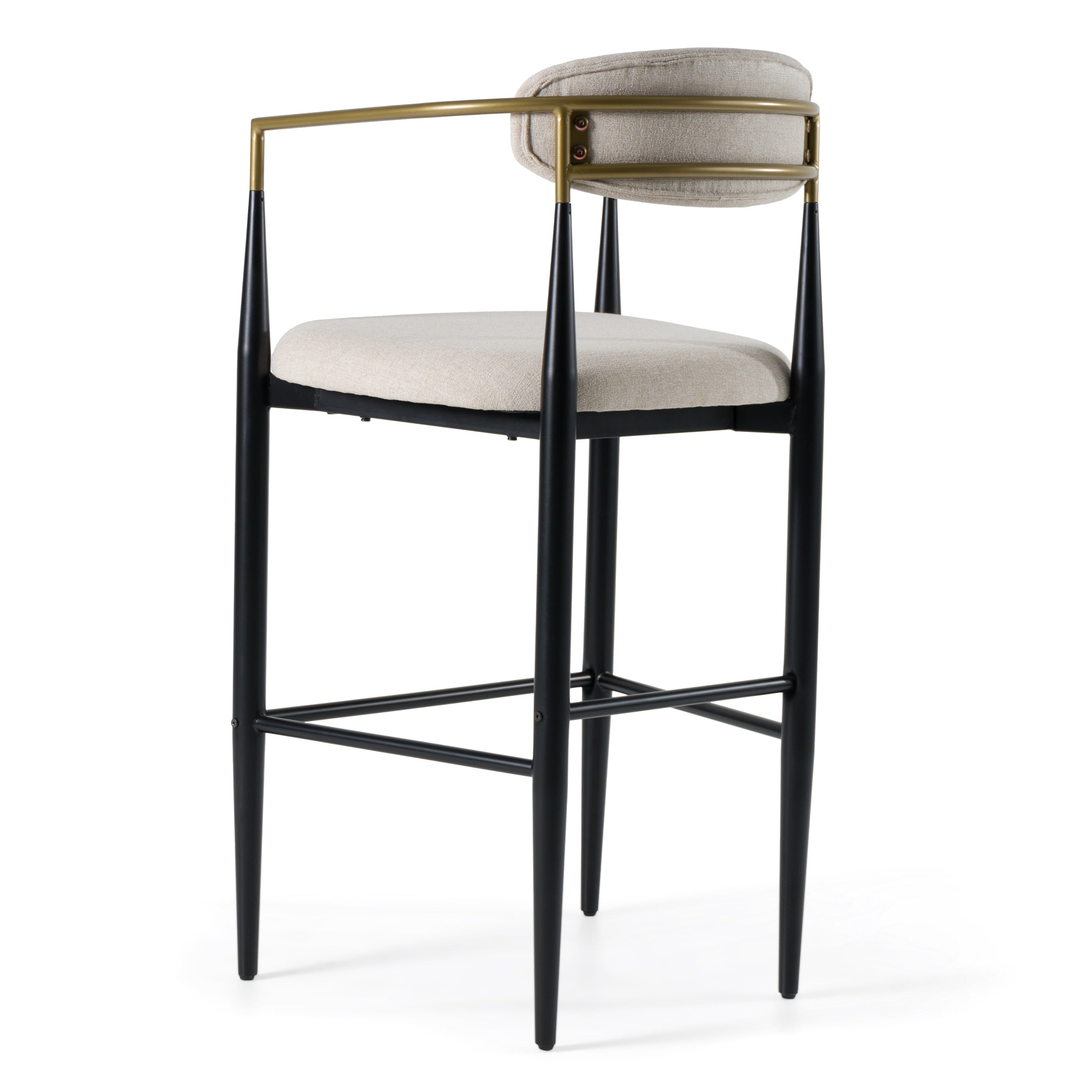 Buchtel - Mid-Century Modern Beige + Gold Arm + Black Bar Chair - image 4