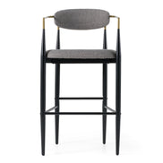 Buchtel - Mid-Century Modern Medium Grey + Gold Arm + Black Bar Chair