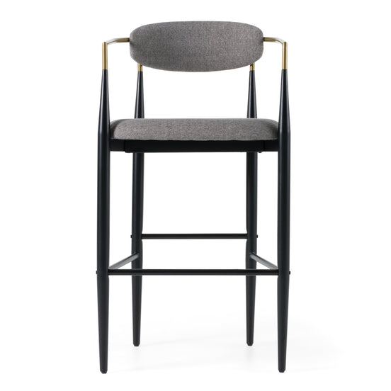 Buchtel - Mid-Century Modern Medium Grey + Gold Arm + Black Bar Chair