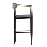 Buchtel - Mid-Century Modern Medium Grey + Gold Arm + Black Bar Chair - image 2