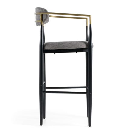 Buchtel - Mid-Century Modern Medium Grey + Gold Arm + Black Bar Chair - image 2