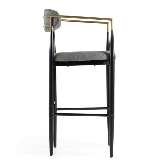 Buchtel - Mid-Century Modern Medium Grey + Gold Arm + Black Bar Chair - image 2