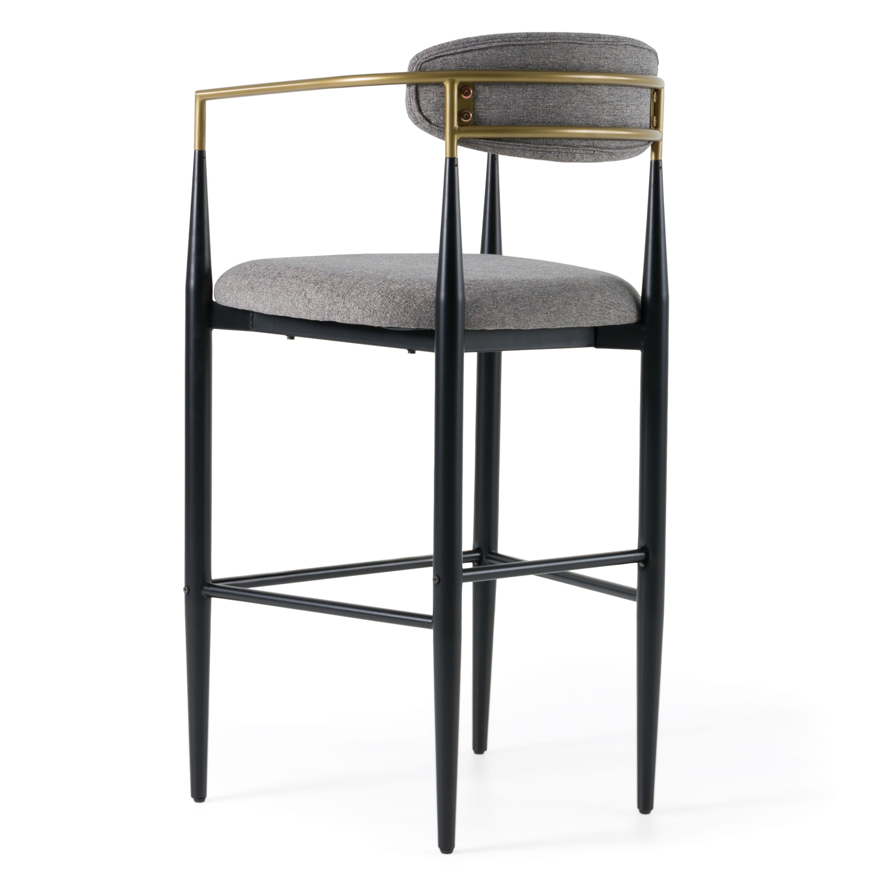 Buchtel - Mid-Century Modern Medium Grey + Gold Arm + Black Bar Chair - image 4